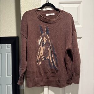 Altar'd State Brown Horse Graphic Sweater